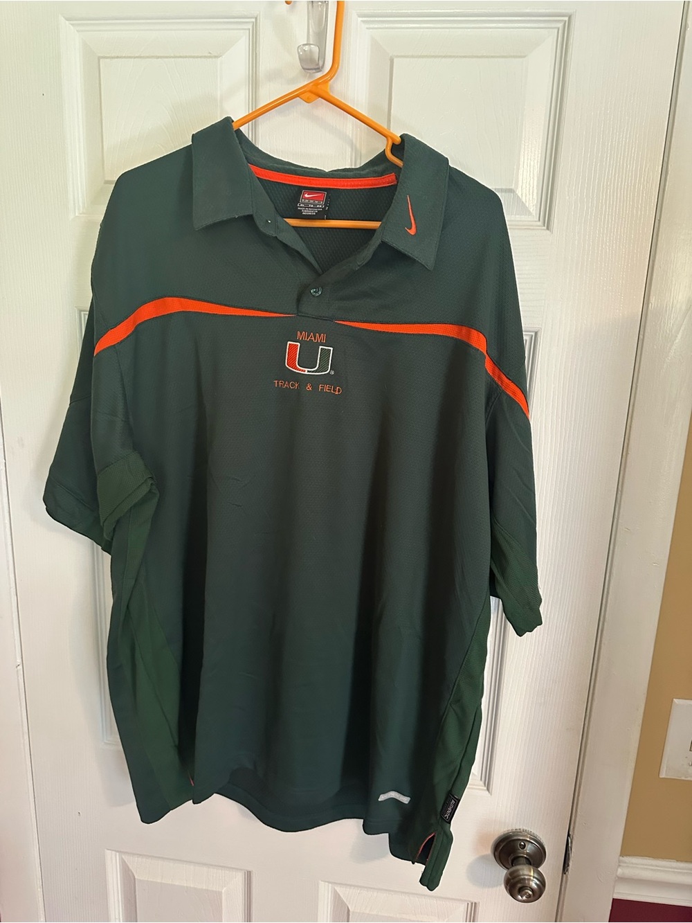 Nike Dark Green Polo with Orange Trim - Miami U Track & Field